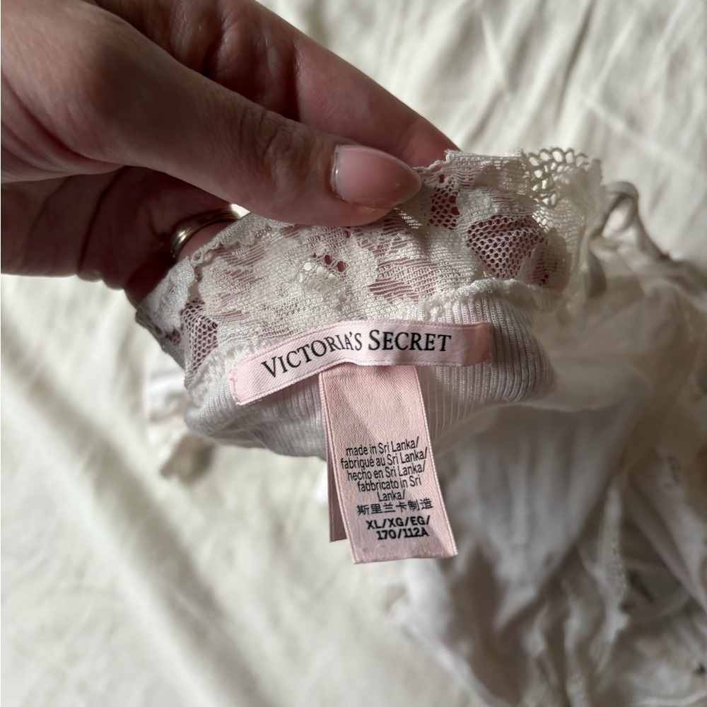 Victoria's Secret So Soft Ribbed Lace-Trim Cami & Shorts Set - Ivory - Picture 7 of 7